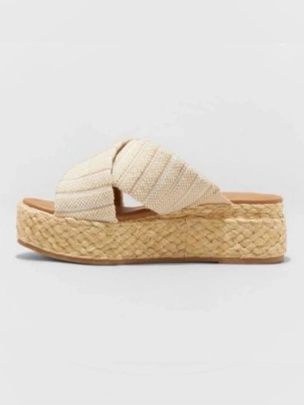 Universal Thread Desi Woven Crisscross Platform Slide Sandals - Cream
